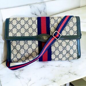 Gucci GG Supreme Web Clutch to Crossbody Bag